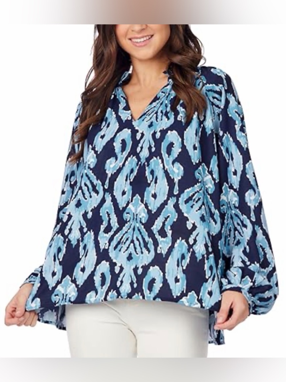 Mudpie Warren Navy Ikat Top, Size S